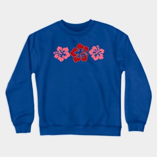 Hibiscus Flowers In Red And Pink Crewneck Sweatshirt